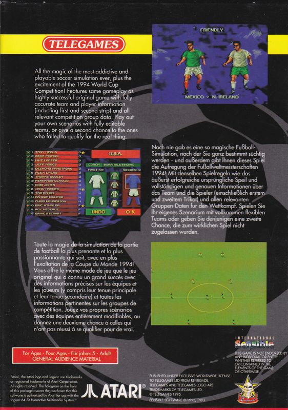 International Sensible Soccer box art for Jaguar